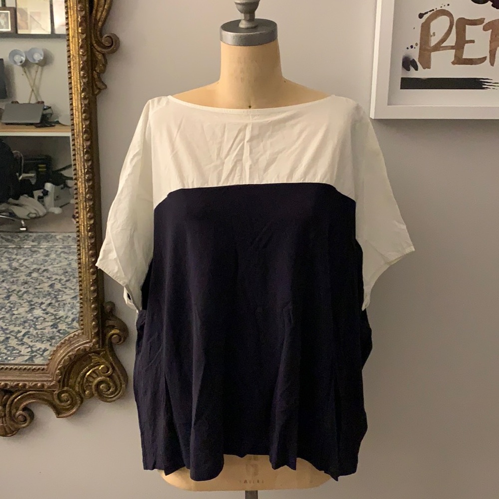 COS White and Blue Top